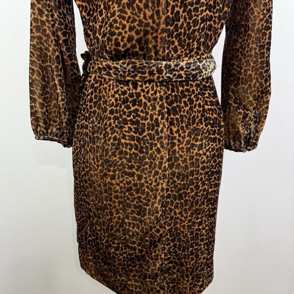 New J Crew Animal Print Velvet True Wrap Dress Size 0 V Neck Leopard Print - Picture 11 of 15
